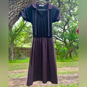 Vintage Western Dress XS/LG Girls—1970s— cute necktie